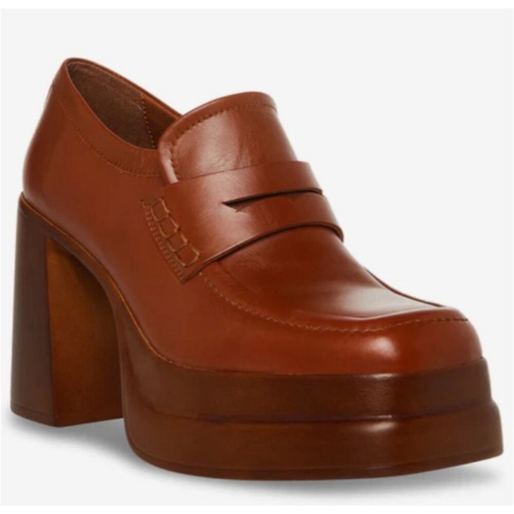 Steve Madden Perry Platform Loafers in Cognac Brown - 6